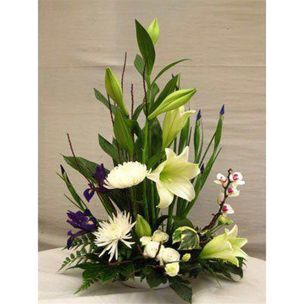 Modern White Longi Lily Arrangement